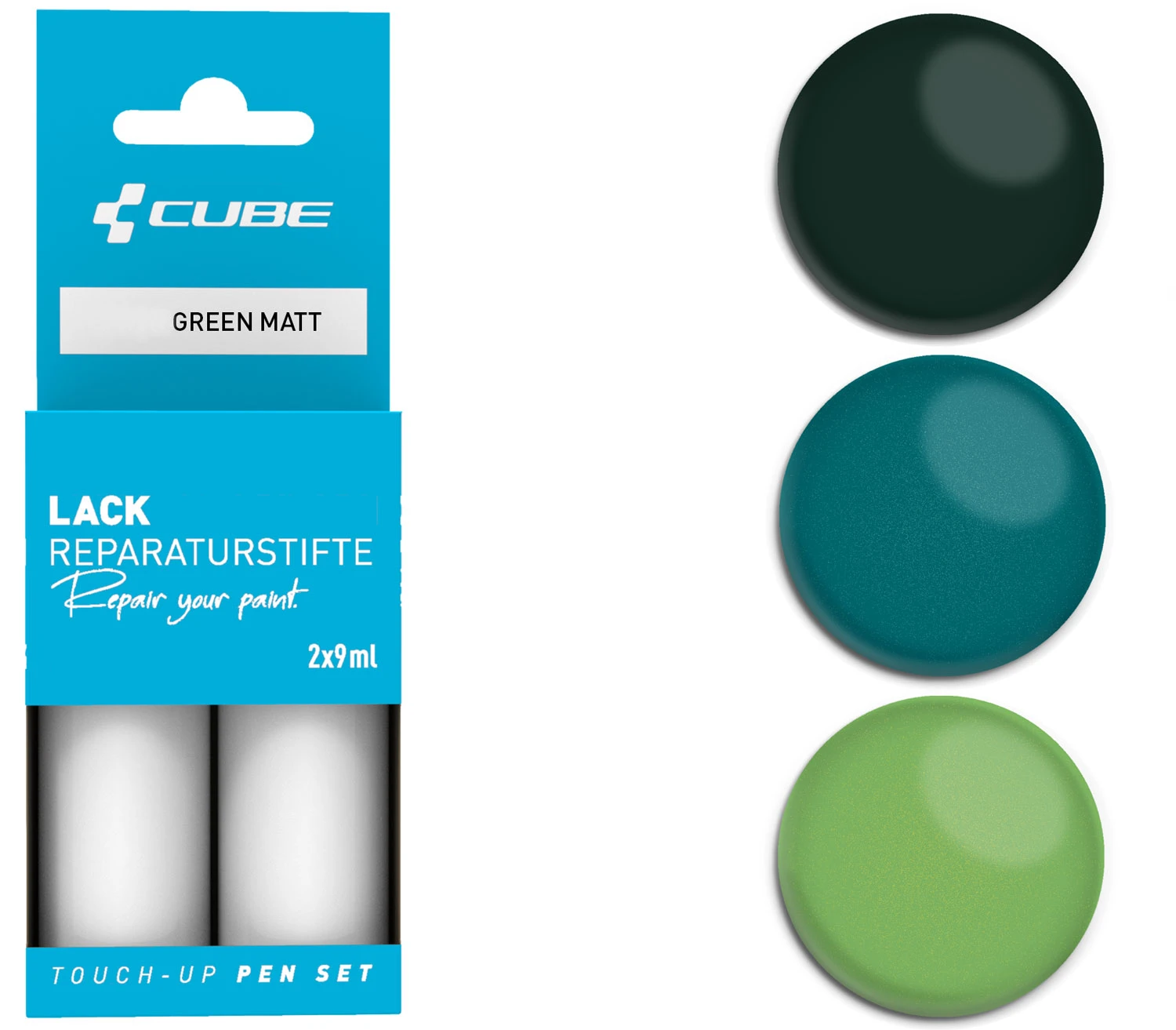 Cube Lackreparaturstift Set GREEN Matt 3 Cube Lackreparaturstift Set GREEN Matt
